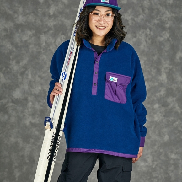 Vintage MEC Snap Button Polartech Fleece Deep Blue - Picture 1 of 9